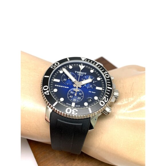 Tissot Men's Watch Seastar Chronograph Swiss Quartz Black Blue T1204171704100 - Picture 6 of 15